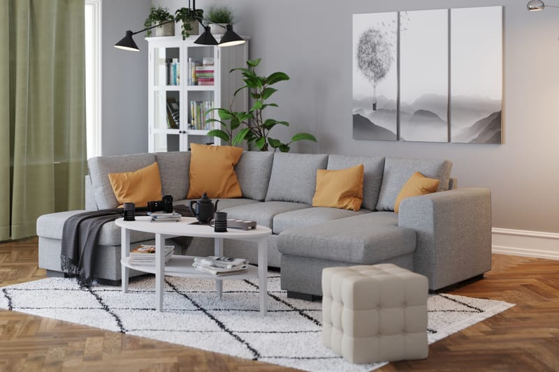Link 4-sits Vänstervänd U-formad Soffa med Divan och Schäslong i Tyg - Ljusgrå - Möbler - Vardagsrum - Soffor - U-soffor
