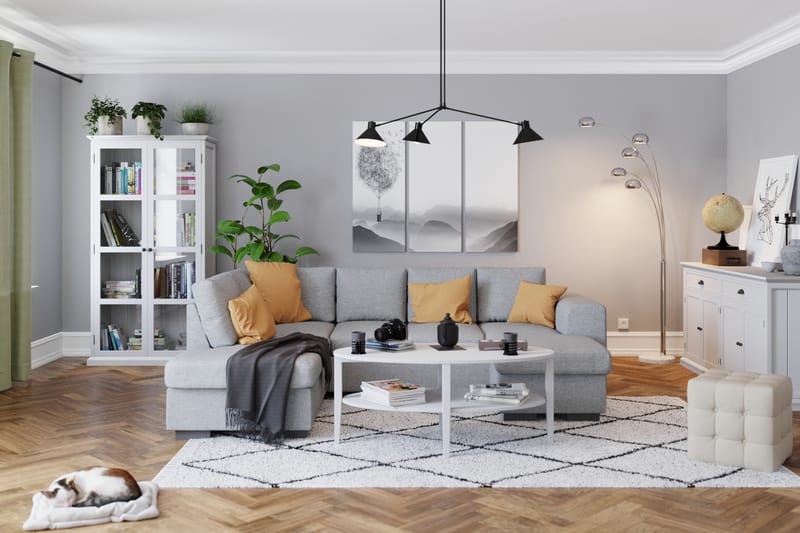 Link 4-sits Vänstervänd U-formad Soffa med Divan och Schäslong i Tyg - Ljusgrå - Möbler - Vardagsrum - Soffor - U-soffor