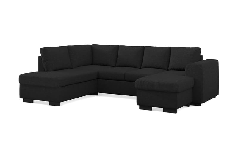 Link 4-sits Vänstervänd U-formad Soffa med Divan och Schäslong i Tyg - Svart - Möbler - Vardagsrum - Soffor - U-soffor
