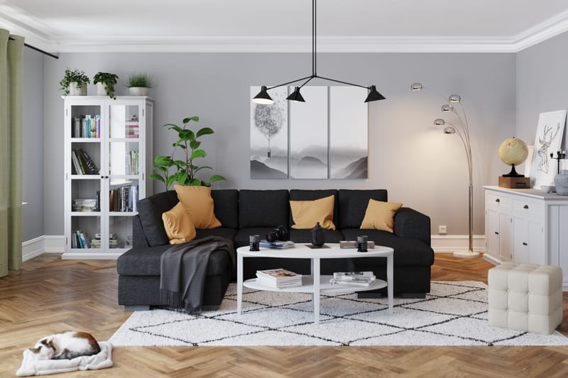 Link 4-sits Vänstervänd U-formad Soffa med Divan och Schäslong i Tyg - Svart - Möbler - Vardagsrum - Soffor - U-soffor