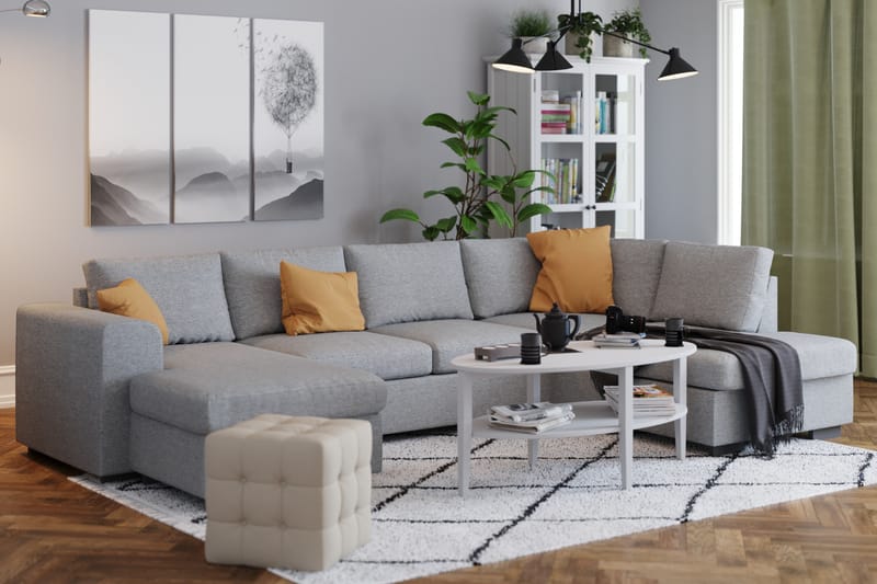 Link 5-sits Högervänd U-formad XX-Large Soffa med Divan och Schäslong i Tyg - Ljusgrå - Möbler - Vardagsrum - Soffor - U-soffor