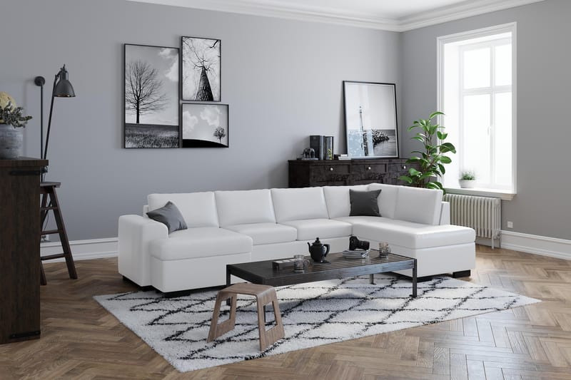 Link 5-sits Högervänd U-formad XX-Large Soffa med Divan och Schäslong i Tyg - Vit - Möbler - Vardagsrum - Soffor - U-soffor