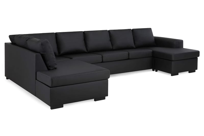 Link 5-sits Vänstervänd U-formad XX-Large Soffa med Divan och Schäslong i Konstläder - Svart - Möbler - Vardagsrum - Soffor - U-soffor