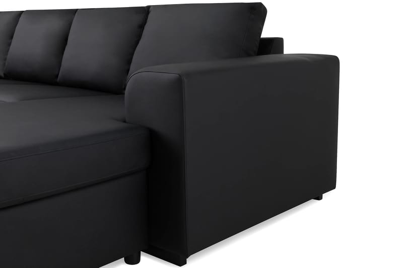 Link 5-sits Vänstervänd U-formad XX-Large Soffa med Divan och Schäslong i Konstläder - Svart - Möbler - Vardagsrum - Soffor - U-soffor