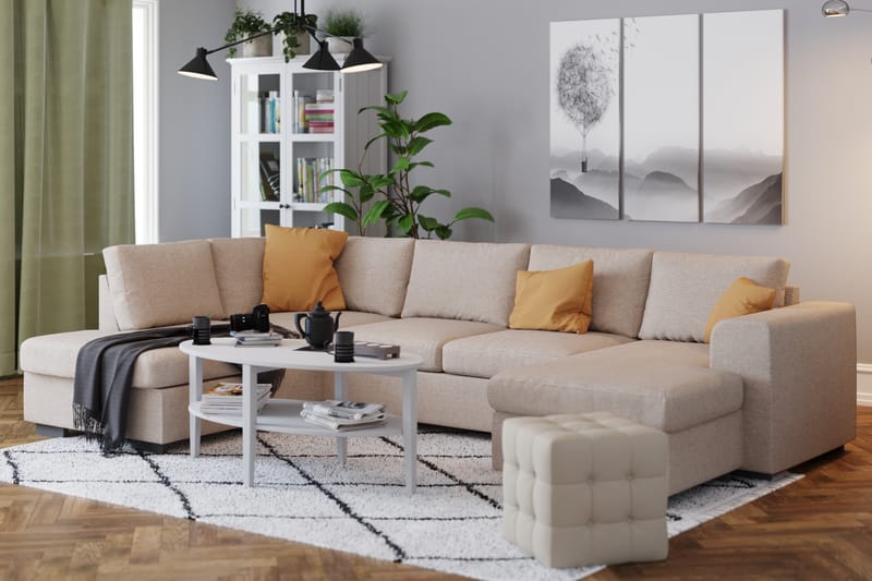 Link 5-sits Vänstervänd U-formad XX-Large Soffa med Divan och Schäslong i Tyg - Beige - Möbler - Vardagsrum - Soffor - U-soffor