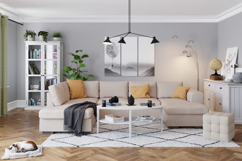 Link 5-sits Vänstervänd U-formad XX-Large Soffa med Divan och Schäslong i Tyg - Beige - Möbler - Vardagsrum - Soffor - U-soffor