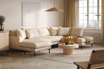 Menard 4-sits Högervänd Stor U-formad Djup Soffa med Divan och Schäslong i Manchester - Beige - Möbler - Vardagsrum - Soffor - U-soffor