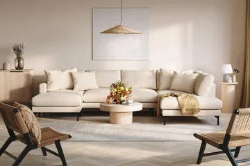 Menard 4-sits Högervänd Stor U-formad Djup Soffa med Divan och Schäslong i Manchester - Beige - Möbler - Vardagsrum - Soffor - U-soffor