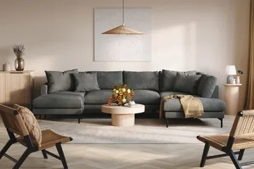 Menard 4-sits Högervänd Stor U-formad Djup Soffa med Divan och Schäslong i Manchester - Grå - Möbler - Vardagsrum - Soffor - U-soffor