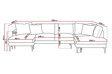 Menard 4-sits Högervänd Stor U-formad Djup Soffa med Divan och Schäslong i Manchester - Grå - Möbler - Vardagsrum - Soffor - U-soffor
