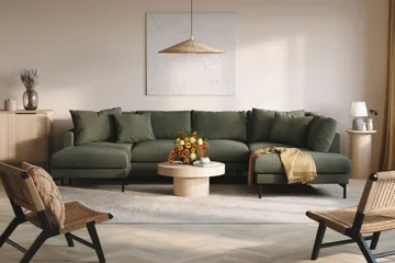 Menard 4-sits Högervänd Stor U-formad Djup Soffa med Divan och Schäslong i Manchester - Mörkgrön - Möbler - Vardagsrum - Soffor - U-soffor
