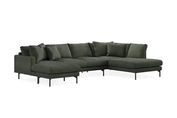 Menard 4-sits Högervänd Stor U-formad Djup Soffa med Divan och Schäslong i Manchester - Mörkgrön - Möbler - Vardagsrum - Soffor - U-soffor