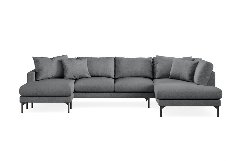 Menard 4-sits Högervänd Stor U-formad Djup Soffa med Divan och Schäslong i Tyg - Mörkgrå - Möbler - Vardagsrum - Soffor - U-soffor