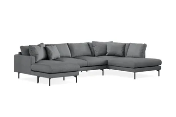 Menard 4-sits Högervänd Stor U-formad Djup Soffa med Divan och Schäslong i Tyg - Mörkgrå - Möbler - Vardagsrum - Soffor - U-soffor