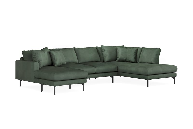 Menard 4-sits Högervänd U-formad Soffa med Divan och Schäslong i Manchester - Grön - Möbler - Vardagsrum - Soffor - U-soffor