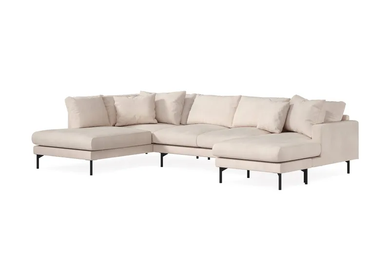 Menard 4-sits Vänstervänd Stor U-formad Djup Large Soffa med Divan och Schäslong i Manchester - Beige - Möbler - Vardagsrum - Soffor - U-soffor