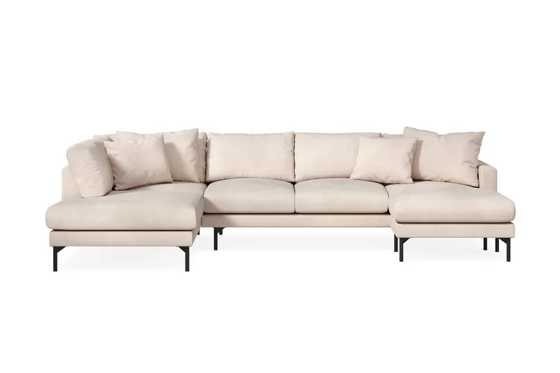 Menard 4-sits Vänstervänd Stor U-formad Djup Large Soffa med Divan och Schäslong i Manchester - Beige - Möbler - Vardagsrum - Soffor - U-soffor