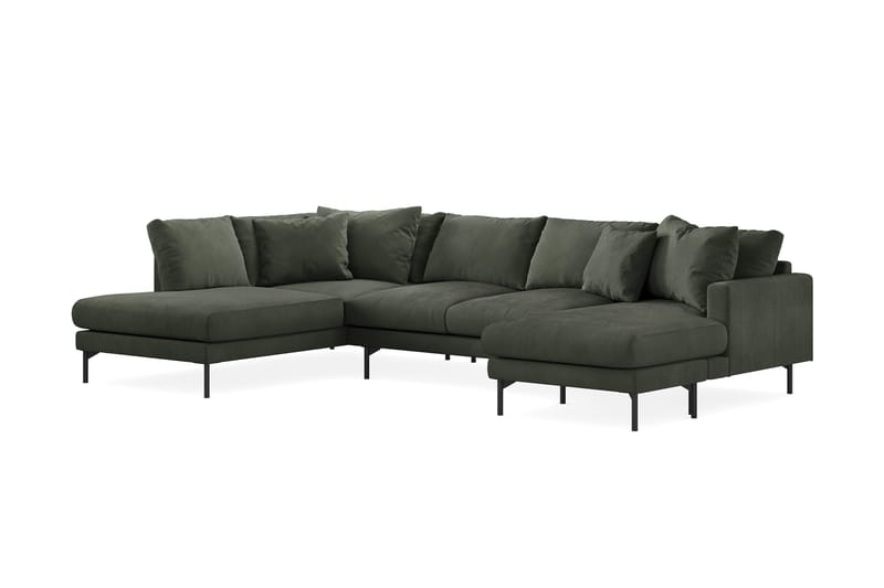 Menard 4-sits Vänstervänd Stor U-formad Djup Soffa med Divan och Schäslong i Manchester - Mörkgrön - Möbler - Vardagsrum - Soffor - U-soffor