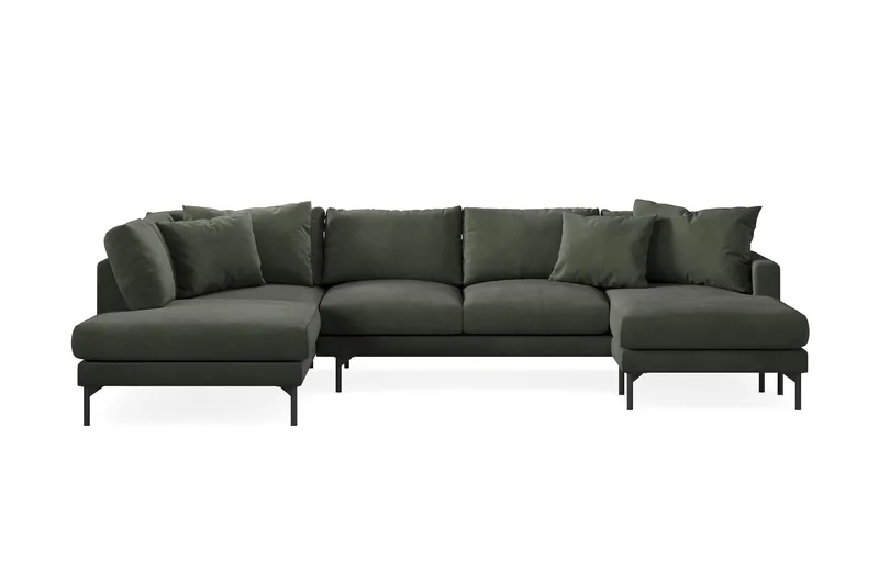 Menard 4-sits Vänstervänd Stor U-formad Djup Soffa med Divan och Schäslong i Manchester - Mörkgrön - Möbler - Vardagsrum - Soffor - U-soffor