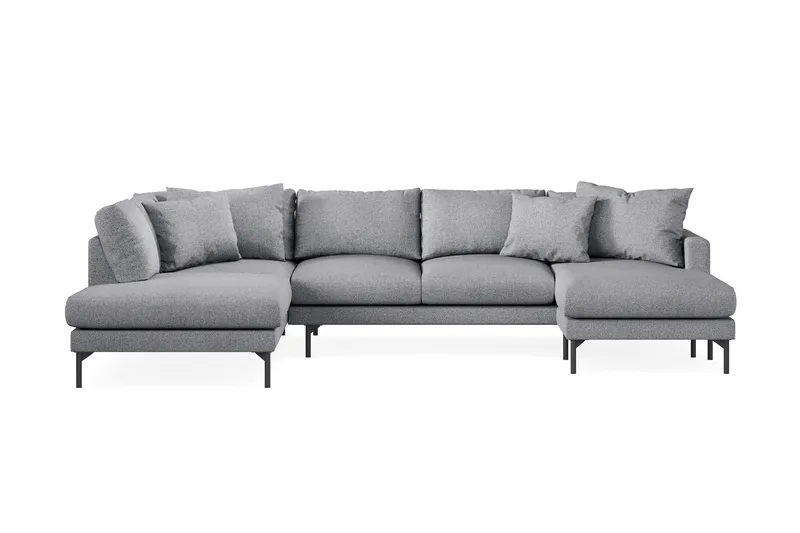 Menard 4-sits Vänstervänd Stor U-formad Djup Soffa med Divan och Schäslong i Tyg - Grå - Möbler - Vardagsrum - Soffor - U-soffor