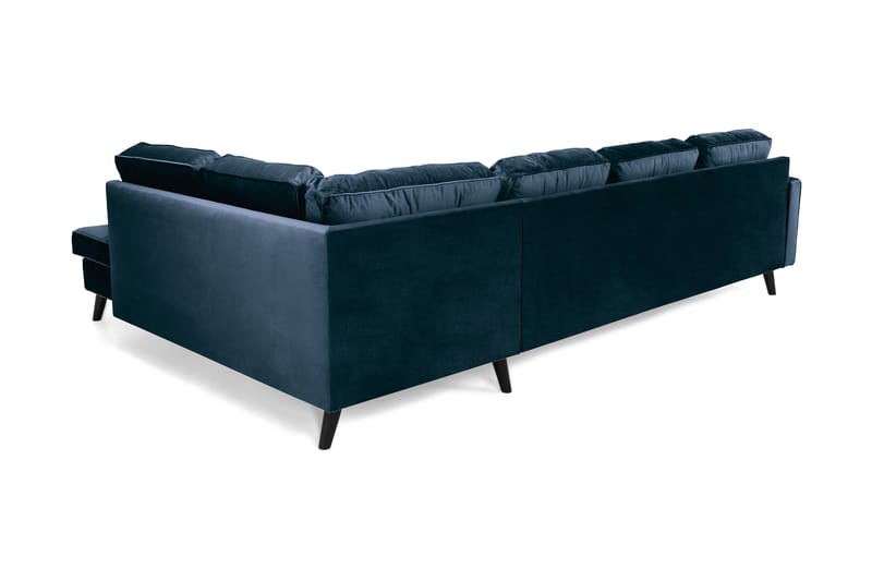 Monroe 4-sits Högervänd U-formad Soffa med Divan och Schäslong i Sammet - Blå - Möbler - Vardagsrum - Soffor - U-soffor