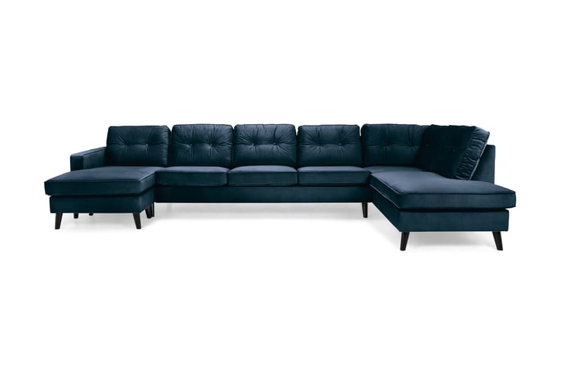 Monroe 6-sits Högervänd U-formad Large Soffa med Divan och Schäslong i Sammet - Blå - Möbler - Vardagsrum - Soffor - U-soffor