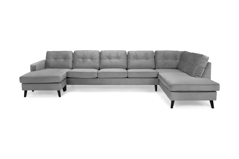 Monroe 6-sits Högervänd U-formad Soffa med Divan och Schäslong i Sammet - Ljusgrå - Möbler - Vardagsrum - Soffor - U-soffor