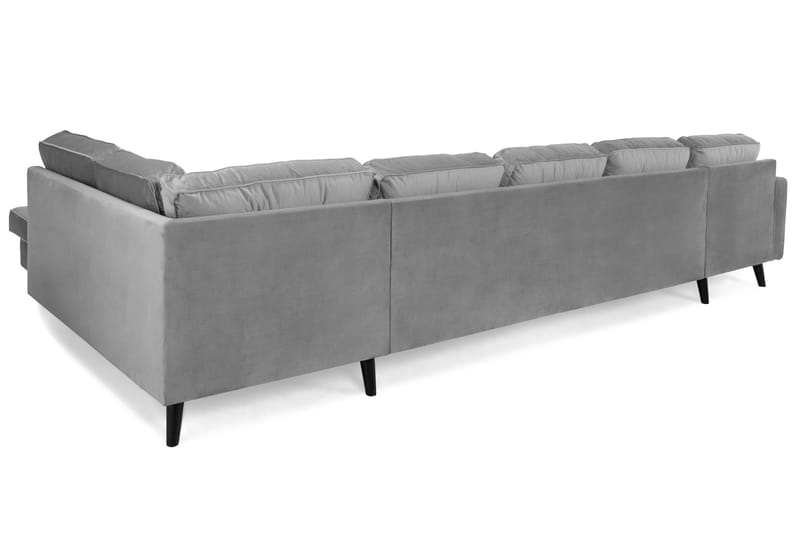 Monroe 6-sits Högervänd U-formad Soffa med Divan och Schäslong i Sammet - Ljusgrå - Möbler - Vardagsrum - Soffor - U-soffor