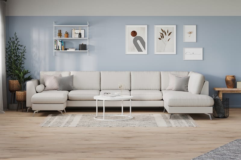 NASHVILLE LYX U-soffa med Schäslong Höger Linnebeige - Möbler - Vardagsrum - Soffor - U-soffor