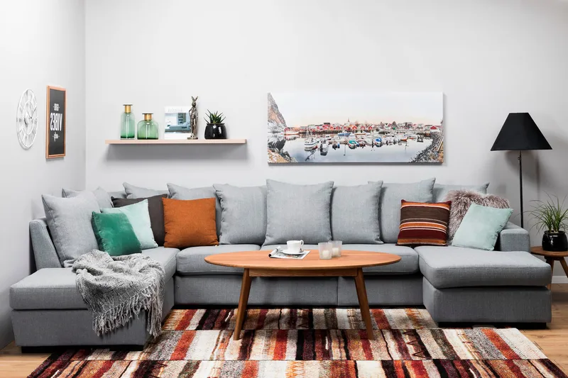 Nebraska U-soffa Divan Höger Kuvertkuddar - Ljusgrå - Möbler - Vardagsrum - Soffor - U-soffor