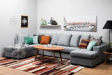 Nebraska U-soffa Divan Höger Kuvertkuddar - Ljusgrå - Möbler - Vardagsrum - Soffor - U-soffor