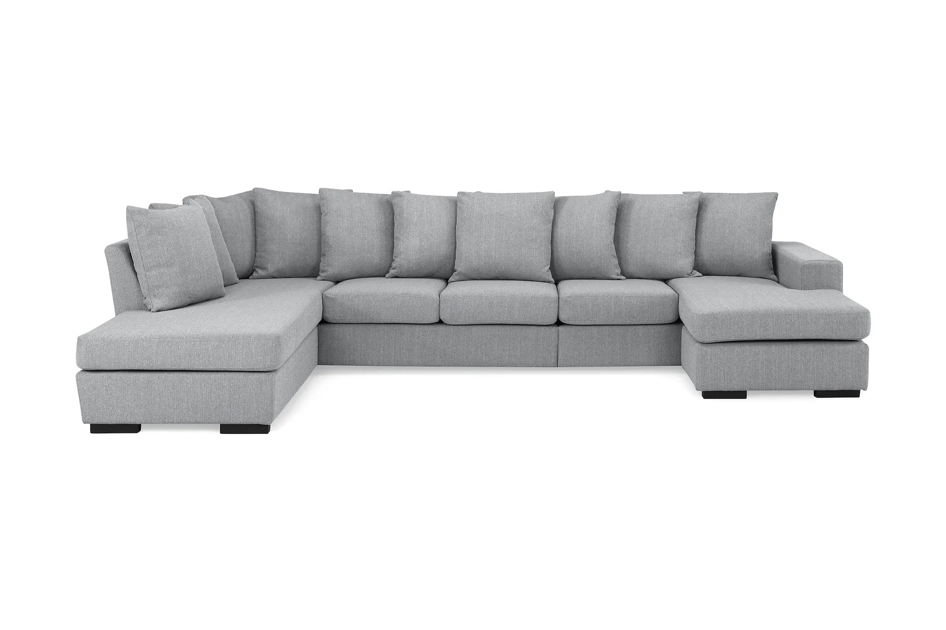 Nebraska U-soffa Divan H&ouml;ger Kuvertkuddar - Ljusgr&aring;