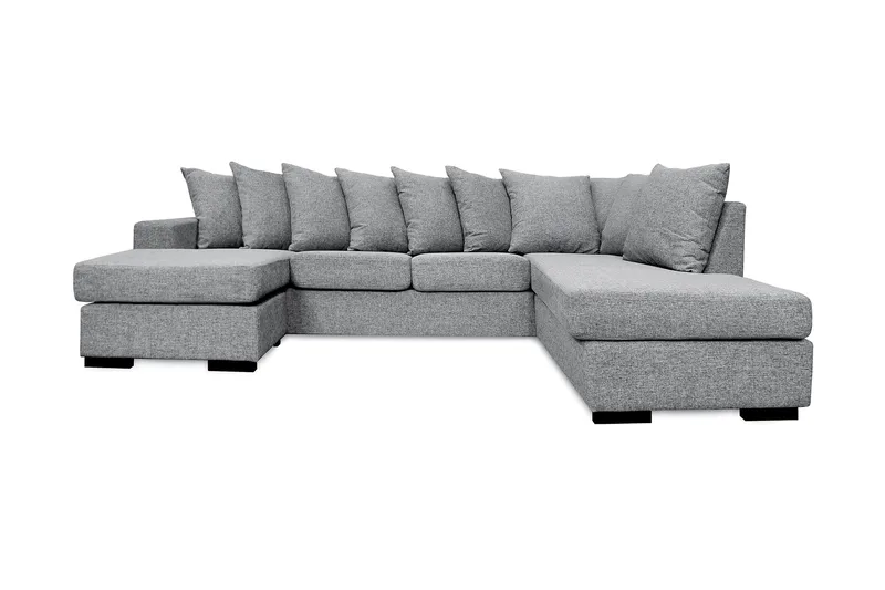 Nebraska U-soffa med Divan Vänster inkl Kuvertkuddar, Ljusgrå