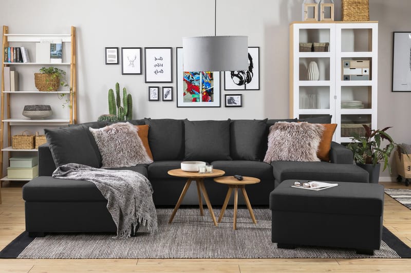 NEW YORK U-soffa Large Divan Höger + Kuddar Antracit - Möbler - Vardagsrum - Soffor - U-soffor