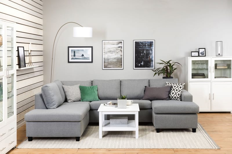 NEW YORK U-soffa Large Divan Höger Ljusgrå - Möbler - Vardagsrum - Soffor - U-soffor