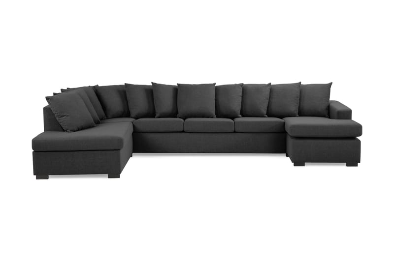 NEW YORK U-soffa XL Divan Höger + Kuddar Svart - U-soffor