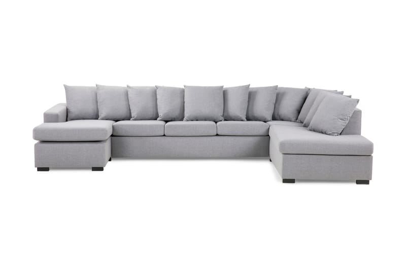 NEW YORK U-soffa XL Divan Vänster + Kuddar Ljusgrå - U-soffor