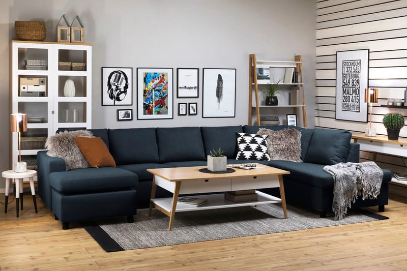 NEW YORK U-soffa XL Divan Vänster Mörkblå - Möbler - Vardagsrum - Soffor - U-soffor