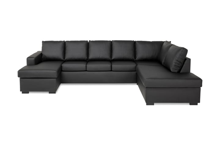 NEW YORK U-soffa XL Divan Vänster Svart Konstläder - Skinnsoffor - U-soffor
