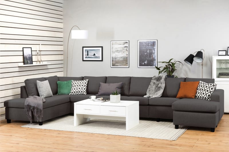 NEW YORK U-soffa XXL Divan Höger Mörkgrå - Möbler - Vardagsrum - Soffor - U-soffor