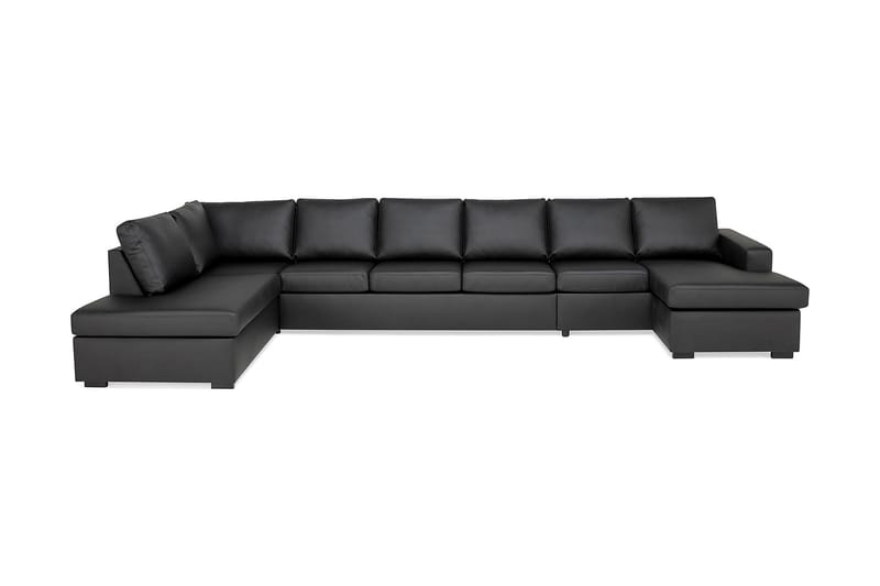 NEW YORK U-soffa XXL Divan Höger Svart Konstläder - U-soffor