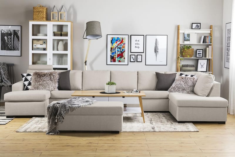 NEW YORK U-soffa XXL Divan Vänster Beige - Möbler - Vardagsrum - Soffor - U-soffor