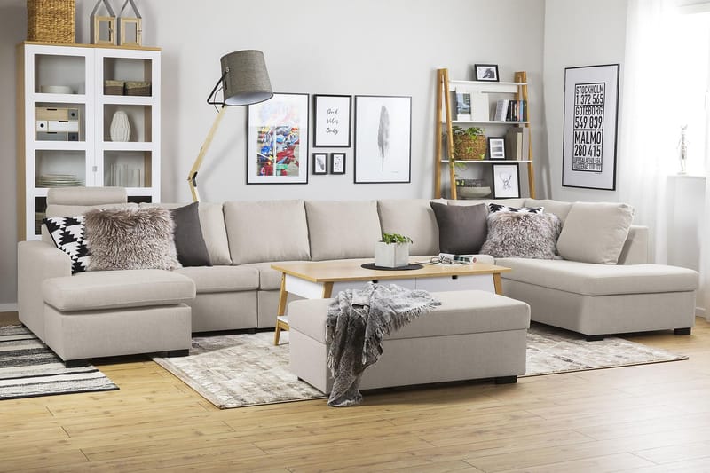 NEW YORK U-soffa XXL Divan Vänster Beige - Möbler - Vardagsrum - Soffor - U-soffor