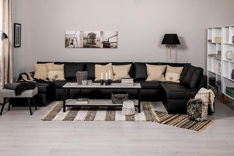 NEW YORK U-soffa XXL Divan Vänster Svart Konstläder - Möbler - Vardagsrum - Soffor - U-soffor