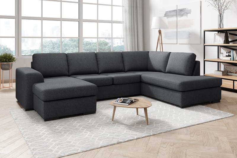 Ocean 4-sits Högervänd U-formad Large Soffa med Divan och Schäslong i Tyg - Mörkgrå - Möbler - Vardagsrum - Soffor - U-soffor
