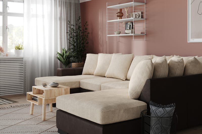 Ocean 4-sits Högervänd U-formad Soffa med Divan och Schäslong i Manchester - Beige - Möbler - Vardagsrum - Soffor - U-soffor