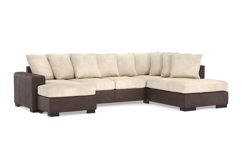 Ocean 4-sits Högervänd U-formad Soffa med Divan och Schäslong i Manchester - Beige - Möbler - Vardagsrum - Soffor - U-soffor