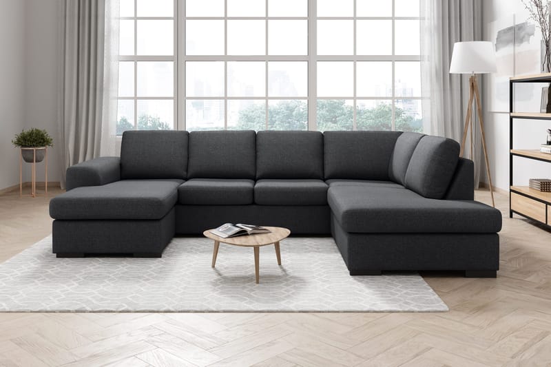 Ocean 4-sits Högervänd U-formad Soffa med Divan och Schäslong i Tyg - Mörkgrå - Möbler - Vardagsrum - Soffor - U-soffor