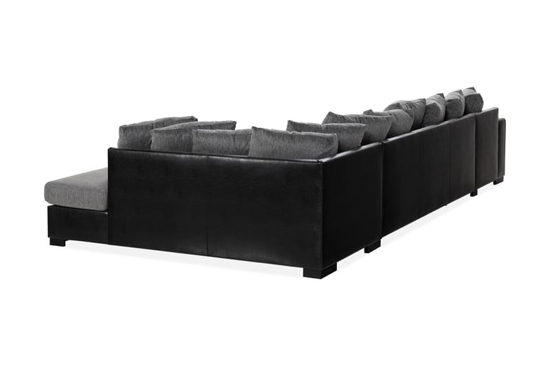 Ocean 5-sits Högervänd U-formad Large Soffa med Divan och Schäslong i Konstläder/Tyg - Grå / Svart - Möbler - Vardagsrum - Soffor - U-soffor