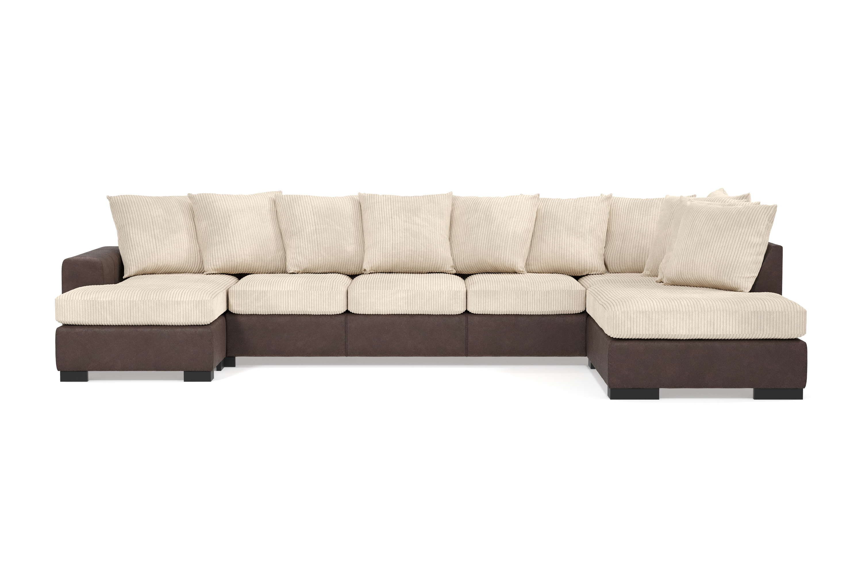 ocean 5-sits högervänd u-formad large soffa med divan och schäslong i manchester - beige